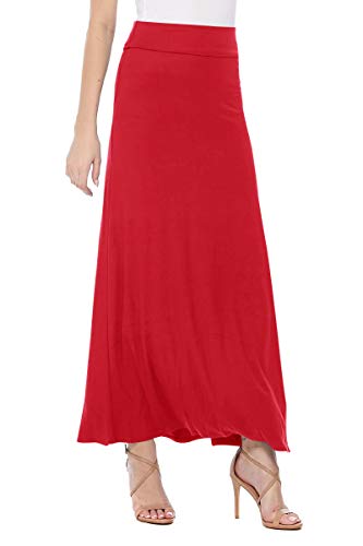 Women's Maxi Length High Waist Foldable Waistband Loose Fit Solid Skirt Made in USA2
