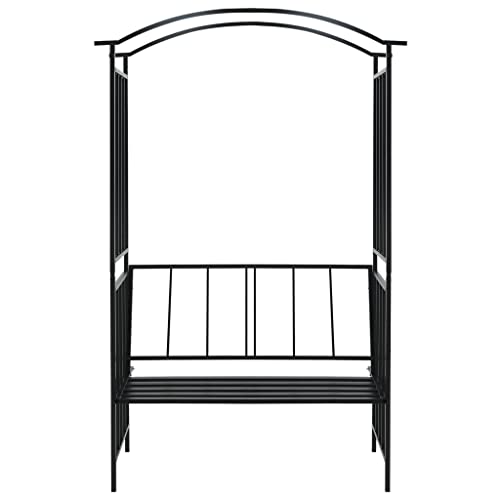 Vidaxl Garden Arch With Bench Black 50.4"X19.7"X81.5" Iron #TOP2