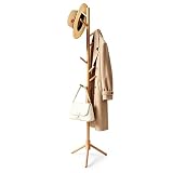 YC Kitchen Porte Manteau Sur Pieds Bois, Naturel   Equipé de 8 Crochets