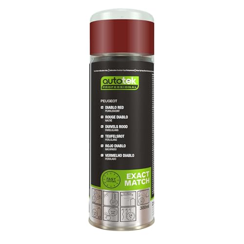 Autotek Professional Exact Match Car Spray Paint - Peugeot Diablo Red Pearl Aerosol Spray 300ml