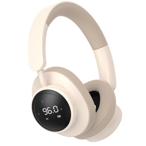 Wrtysully Auriculares Inalámbricos con Micrófono Plegables sobre la Oreja Bluetooth 5.3 Soporte para Auriculares Tarjeta TF Radio FM Caqui