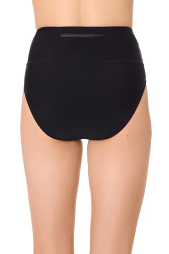 Reebok Women's Swimwear Lifestyle Solid Black High Waist Tummy Control Swim Bottom3