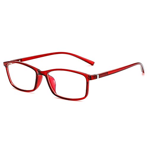 Rongchy Blue Light Computer Nearsighted Men and Women Myopia Glasses, Distance Glasses (Red, -4.0, diopters)