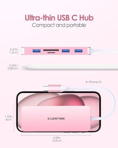 6-in-1 Hub USB C a HDMI 4K, 3 USB 3.0, Lettore di Schede SD/Micro SD, Adattatore per 2024-2016 MacBook Pro, Nuovo Mac Air, iPhone 15 Plus Pro Max, Surface Pro 9 (C18, Oro Rosa) - Hub USB - Immagine 7