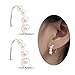 Easter Basket Stuffers, Spiral Threader Earrings for Women, WGXIA Pearl Threader Earrings Sterling Silver Pull Through Drop Dangle Earrings for Girls Trendy (white pearl)