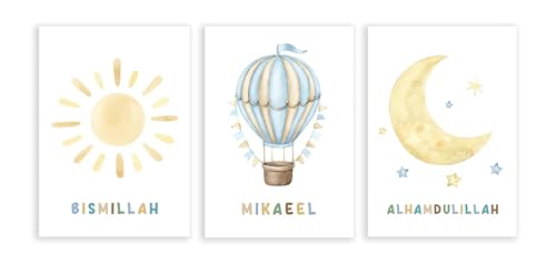 Affiche islamique Bismillah sur toile premium motif lune et soleil