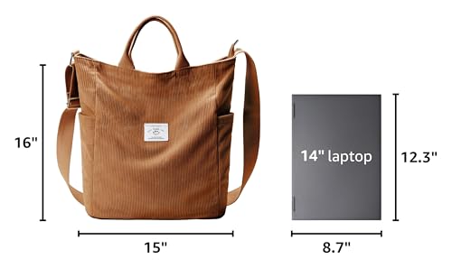 KALIDI Corduroy Tote Messenger Bag