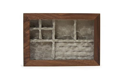 pandapark Wooden Jewelry Box with Glass Lid Multi-Compartment Storage Display Case Walnut Brown (Silver Walnut)