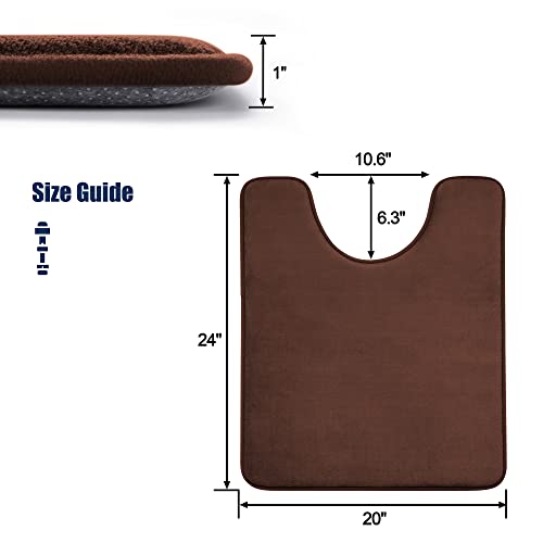 Image of YIHOUSE Memory Foam Bath U Shape Toilet Mat Non Slip Absorbent Soft Floor Rugs for Bathroom Machine Washable Carpet Bathroom mat U-Shape 20 inch X 24 inch Brown
