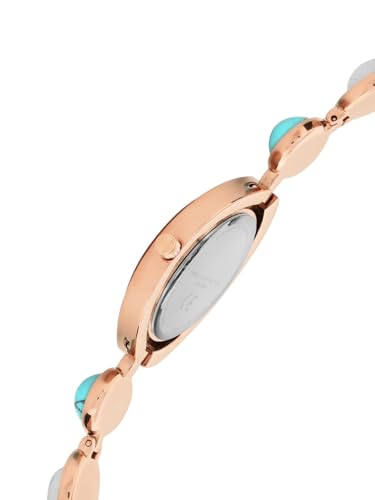 Image of French Connection Sunray Silver Round Dial with Rosegold with Blue and White Stone Alloy Strap Watch - for Womens FCD1URGM