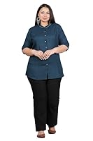 Womens Rayon Plus Size Screen Print Short Kurti (Top) (6XL, Teal)