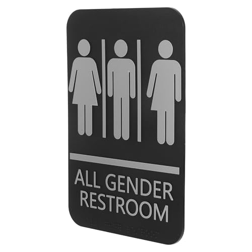 Alipis All Gender Restroom Sign Abs Material Self-adhesive Bathroom Door Sign for Home Office Restaurant Public Use