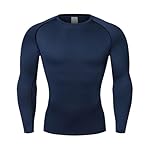 NuCamper Camiseta de Compresión de Manga Larga par...: Tejido de la Camiseta de Manga Larga para Hombre-La camiseta de manga larga para hombre está fabricada con un 90% de poliéster y un 10% de elastano, y es suave y transpirable para la piel. El top de running para hombre es cómodo de llevar y para esti...