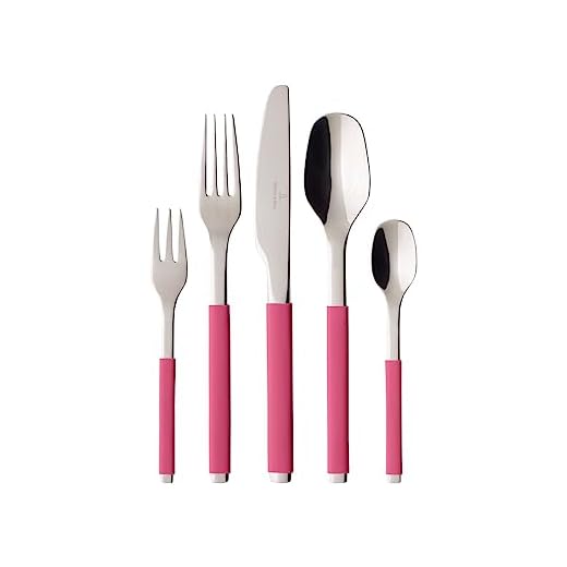 Villeroy & Boch 12-6435-9053 S+ Berry Fantasy Bordsbestick Set, Rostfritt Stål, Röd, Silver, 270 x 75 x 65 mm, Paket med 30