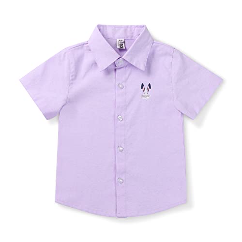 Boys Short Sleeve Button Down Shirt Oxford Casual Cotton Lightweight Western Summer Tops