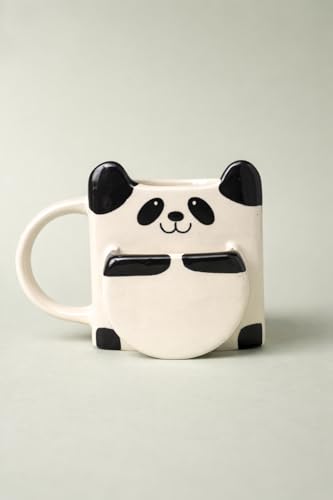 Image of Valentine's Gift Cute Panda Couple Mug - 3D Sculpted Ceramic Animal Mug for Romantic Gifting by GupShupCups