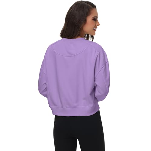 Image of Oymyakon Womens Oversized Cropped Sweatshirts Crew Neck Long Sleeve Pullover Sweater Fall Fashion Clothes