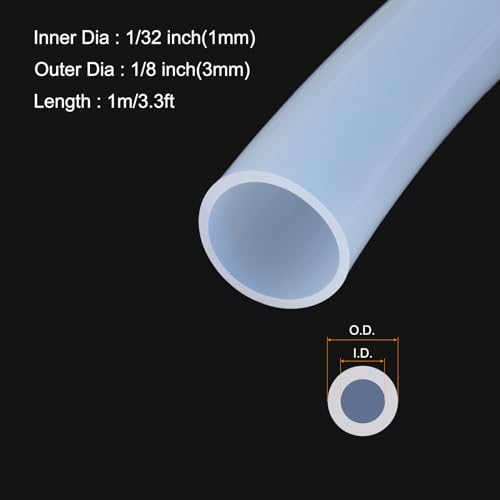 Image of 3.3ft 1 /32 inch ID x 1 /8 inch OD Silicone Tubing Clear 1mm x 3mm Industrial Plastic Tubing Pure Silicone Hoses for Pump Siphoning Draining Irrigation Brewing