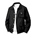 FQZWONG Mens Fall Shirt Jacket Casual Button Up Shirts Lightweight Long Sleeve Shacket Fashion Loose Tops with Flap Pockets（1-Black,Medium