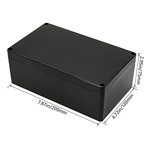 Image of Project Box IP65 Waterproof Dustproof Junction Box ABS Plastic Enclosure Box for Electronics Black Outdoor Project 7.87 inchx 4.72 inchx 2.95 inch(200x120x75mm)
