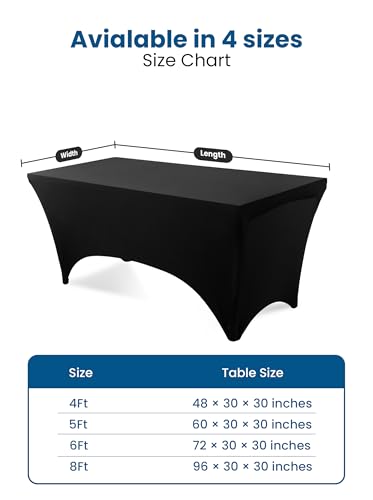 Image of Utopia Kitchen Spandex Tablecloth 2 Pack [4FT, Black] Tight, Fitted, Washable and Wrinkle Resistant Stretch Table Cloth Rectangle Cover for Trade Show, Weddings & Parties [48Lx30Wx30H Inch]