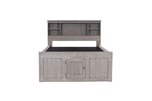 Discovery World Furniture Charcoal Full Size Bookcase Captain Bed With 6 Drawer Storage On One Side Opposite Side Is Open #TOP4