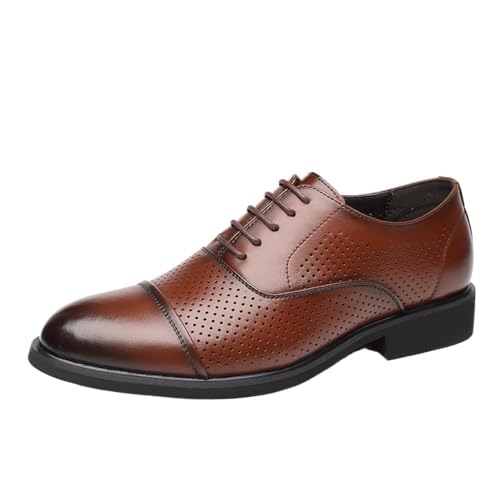 Men's Formal Shoes Dress Oxford Italian Leather Working Lace Up Non Slip Low Top Anti-Slip Office Business Wingtip