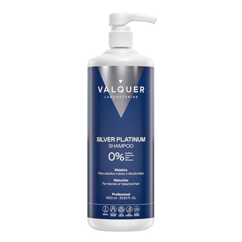 VALQUER Silver Platinum Champú Matizador Violeta | Mantiene el Color y Neutraliza Tonos Amarillos o Anaranjados del Cabello Rubio o Claro | Con Malaquita y Vitaminas | 1 L