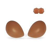 Niidor Adhesive Bra Sticky Bra Strapless Backless Invisible Push Up Silicone Bras for Women with Nipple Covers Coffee