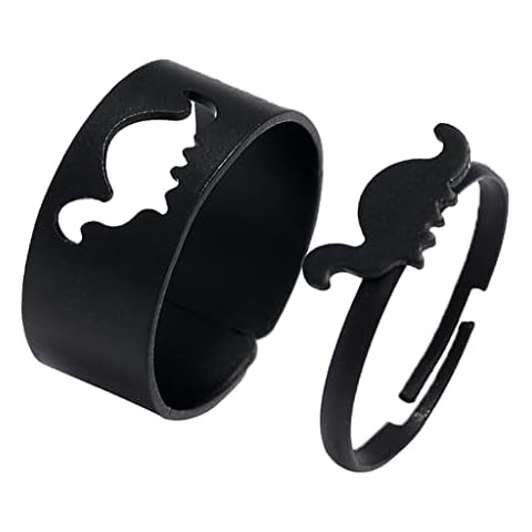 Perfeclan 2X Matching Dinosaur Couple Rings Set Hollow Animal Adjustable Stacking Couple Open Rings for Him Her Wedding Jewelry Women Men Cover
