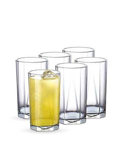 Ocean Pyramid Hi Ball Glass 300ml , Transparent Set of 6