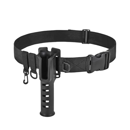 Fishing Pole Belt, Adjustable Fishing Rod Holder Waist Belt Portable Fishing Gear Wader Strap for Outdoor Fishing Enthusiast (Black)
