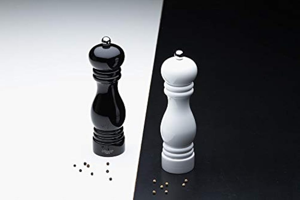 Bisetti Sorrento 7.5 Inch Black Lacquered Beechwood Salt Mill Grinder With Adjustable Grinder