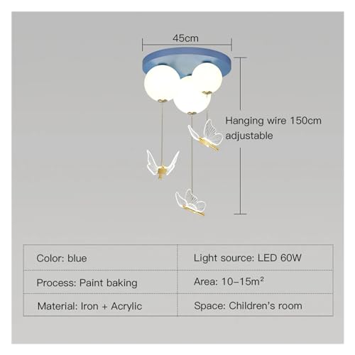 Éclairage suspendu plafond papillon à diffusion douce pour luminaire de chambre à coucher