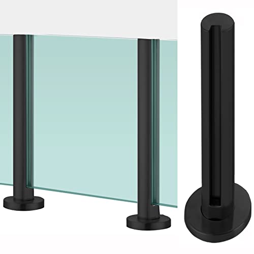 Poste para barandilla vidrio/ pasamano escalera Negro Balcón Poste Redondo De Barandilla De Vidrio, Conector De Valla De Balaustre De Acero Inoxidable Para Terrazas, Jardines, Piscinas Y Escaleras Cover