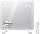 Devola Wifi Enabled Smart Electric Glass Panel Heater 500W | Alexa Heating Control, Open Window Detection, Wall Mounted & Free Standing Low Energy Heaters with Timer | Lot 20, DVPW500WH (White)