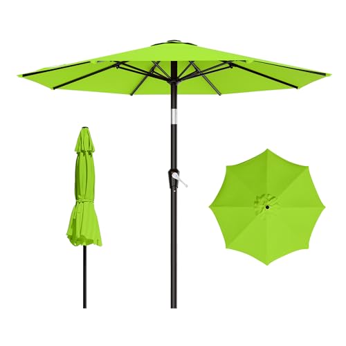 Image of AreShark 9 FT Patio Umbrella for Outdoor, Outdoor Table Umbrella with Push Button Tilt and Crank, Outdoor Patio Umbrellas with 8 Sturdy Ribs for Market, Garden, Pool (Apple Green)
