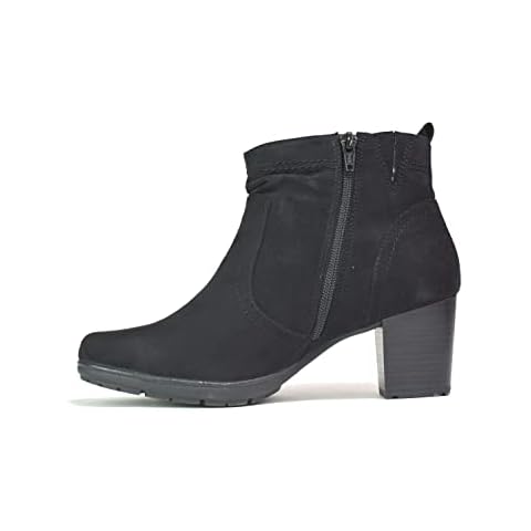 Ladies Women's Ankle Boots Side Zip Up Block Heel Winter Boots Womens Chelsea Grip Sole Black Casual Biker Boots UK Size 3-9 Cover