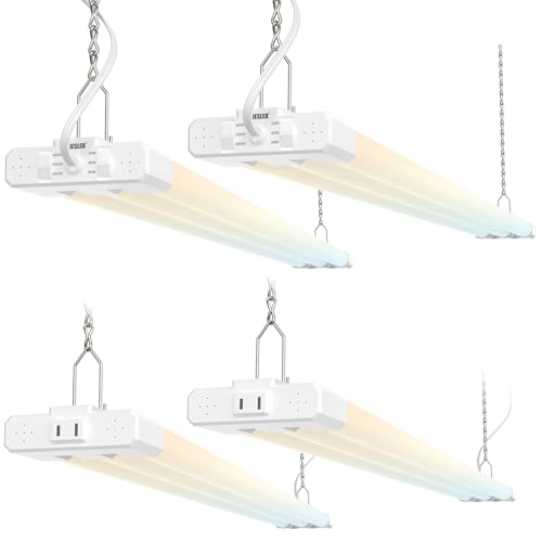 Image of JESLED LED Shop Lights 4FT, 3CCT Selectable 50W 7500LM, Linkable, ETL | 3CCT 4000K /5000K /6500K, 30W /40W /50W Adjustable, Utility Commercial Bay Light, Plug & Play, Ceiling or Hanging Mount, 4Packs