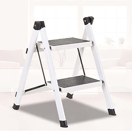 Brer Il Peut Être des Escaliers Pliés, Une Échelle en Deux Marches for des Escaliers Légers Multifonctionnels Et Portables for La Maison Et La Cuisine, Jusqu'à 120 kg, 6 Couleurs (Color : White)
