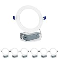 Meconard 6 Pack 6 Inch LED Recessed Ceiling Light, 2700K/3000K/3500K/4000K/5000K Selectable, Dimmable 12W=110W, 1050LM, IC Rated Can-Killer Downlights with Junction Box, ETL and Energy Star Listed