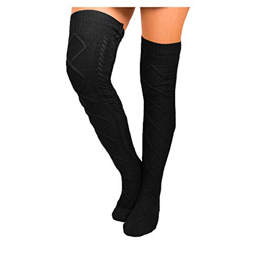 FEDULK Women Girls Over Knee Socks Thigh High Long Stockings Leg Warm Boot Socks(B)