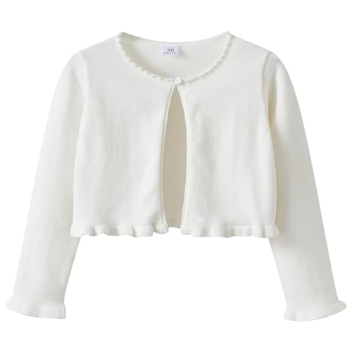YiZYiF Baby Girls' Knit Long Sleeve Bolero Shrug Cardigan Toddler Girls Cotton Pearls Sweater Jacket Coat