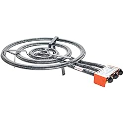 Mejores Paelleras Para Gas Garcima 76060 - Hornillo paellero, Gas plano l-60, 3 fuegos, Negro, 61 x 88,5 x 14 cm