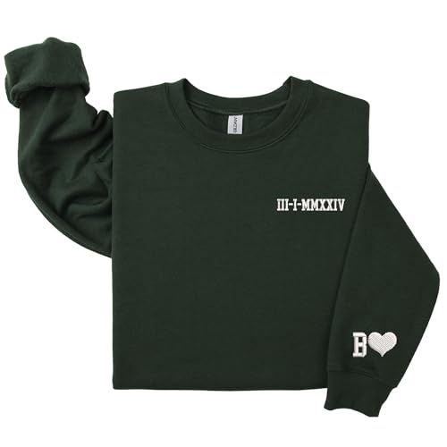 Custom Embroidered Roman Numeral Sweatshirt, Birthday Gift, Custom Sweatshirts for Couple, Personalized Anniversary Gift2