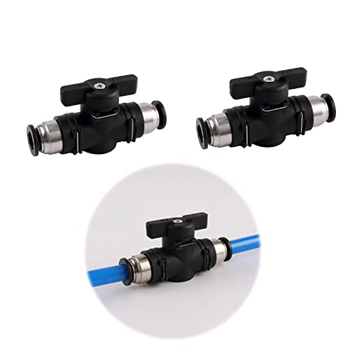 Pneumatikverbinder Anschluss-Handventil Pneumatik Gerade Push Steckverbinder Absperrhahn mit 4 mm Steckanschuss Pneumatische Fittings zum Schnellen Anschließen von Luftleitungen Verwendet(BUC-4) Cover