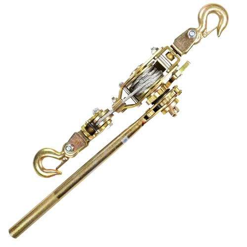 Tire Fort Treuil Manuel, Palan Manuel Capacité de 2T/3T/4T, Palan à Levier Manuel pour Traction, 2 Crochet Treuil de Traction - Câble de 1.3/1.5 Mètres, Robuste et Durable (2T)