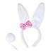 BESTOYARD Disfraz de Conejo Diadema con Orejas de Conejo de Peluche y Cola de Pom Pom Bola para Niña Bebé Blanco