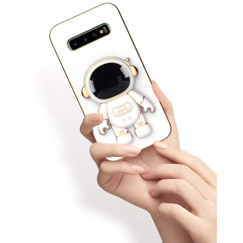 Image of for Samsung Galaxy S10 Plus Case Cute 3D Astronaut Stand Design Camera Protection Shockproof Soft Back Cover (for Samsung Galaxy S10 Plus, White)