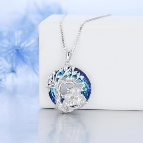LILALO Highland Cow Necklace for Women 925 Sterling Silver 1 to 2 Cow Pendant Necklaces Cute Animal Jewelry Wife Gruduation Birthday Gifts for Her Wife Girlfriend Mom Mother Daughter2